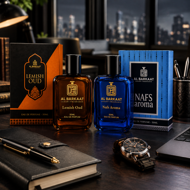 AL BARKAAT Premium Perfume Gift Set | Lemish Oud + Royal Abirah | 2 x 50ML Eau De Parfum