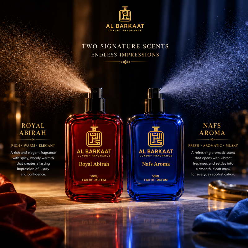 AL BARKAAT Signature Perfume Gift Set | Nafs Aroma + Royal Abirah | 2 x 50ML Luxury Eau De Parfum | Long Lasting Fragrance Gift Set for Men & Women